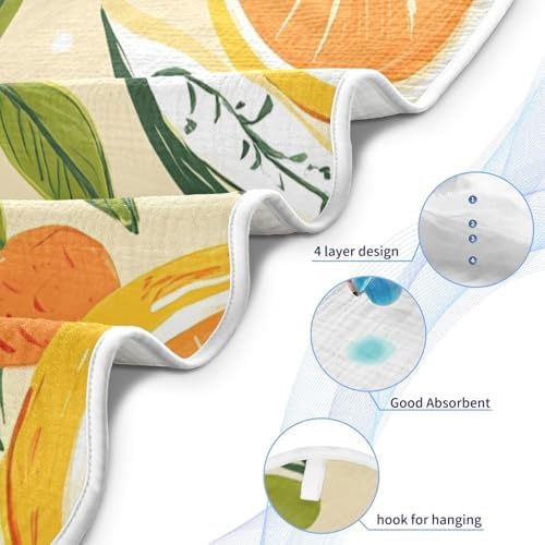 PaChyLuu Lemon Orange Pattern Baby Hooded Towel 30x30 Inch
