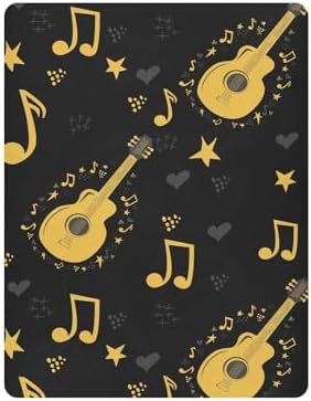 KICPOAY Black Guitar Stars Crib Sheets Playard Sheets for Baby Toddler