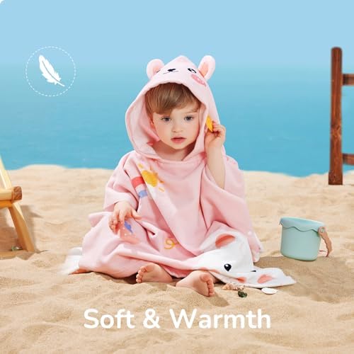 usbettas Kids Beach Towels - Bunny Hooded Bath Wrap 29x27 Inch