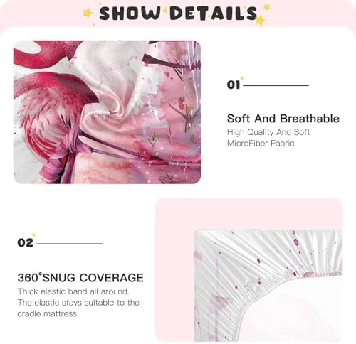 Qilmy Flamingos Crib Sheet - Soft Breathable Snug Fit