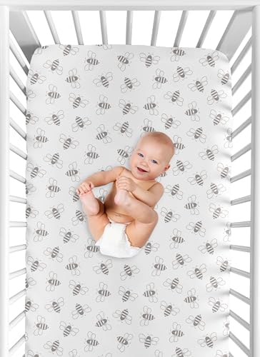 Sweet Jojo Designs Grey Bee Crib Sheet Fitted
