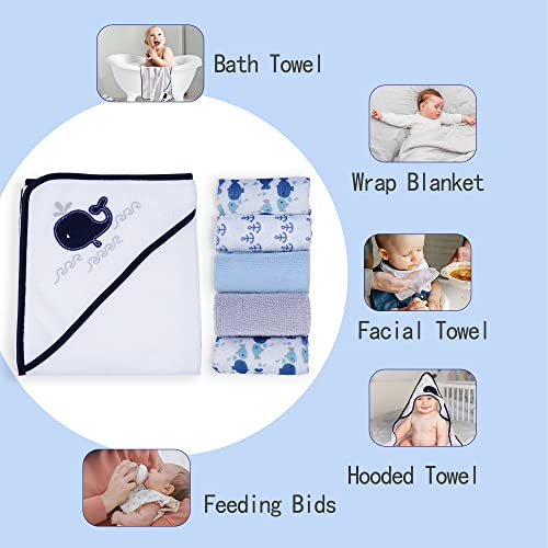 Viviland Baby Towels Set with 5 Washcloths 6 Pieces