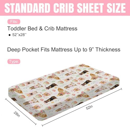 Happy Easter Dog Crib Sheet 52x28 Bunny Design