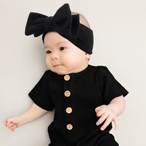 YanJie Stretchy White Headbands with Double Bows for Girls