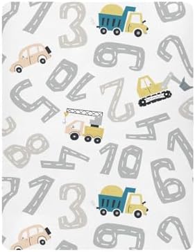 KICPOAY Track Road Truck Numbers Fitted Crib Sheets