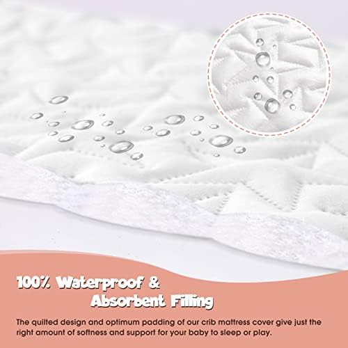 Baby Waterproof Crib Mattress Pad Sheets - 2-Pack Quilted Toddler Protector