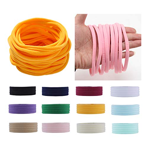 Lawie 60-Pack Super Soft Stretchy Nylon Headbands for Baby Girls