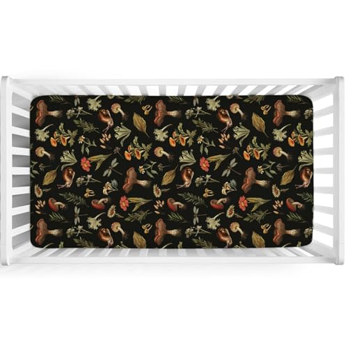 Vintage Mushroom Forest Crib Sheet 52x28
