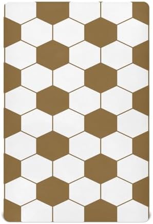 Brown White Soccer Ball Crib Sheets for Baby Toddler