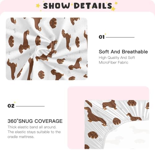 KICPOAY Dachshund Crib Sheets Stretchy Playard Sheets for Baby Toddler 1