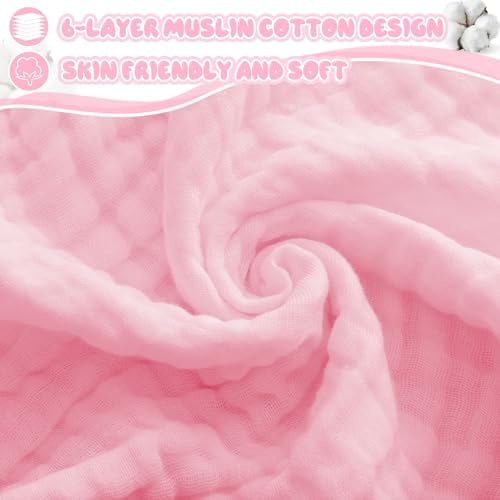 Preboun 6 Pcs Muslin Hooded Towels for Baby 1