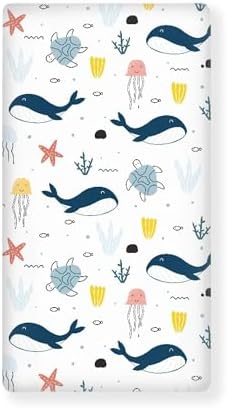 Blue Whale Ocean Fitted Crib Sheet 28x52