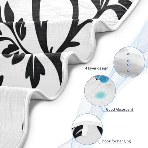 BOESI Graffiti Black Flower Baby Bath Towel 35x35 inches 1