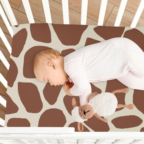 Brown Giraffe Skin Fitted Crib Sheets Stretchy Playard Sheets for Baby