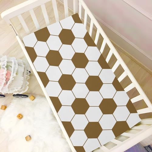 Brown White Soccer Ball Crib Sheets for Baby Toddler