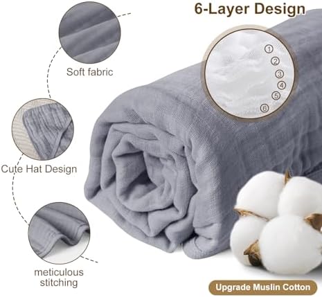 Davids Kids 2 Pack Hooded Baby Towels 32x32 Inch Grey Green