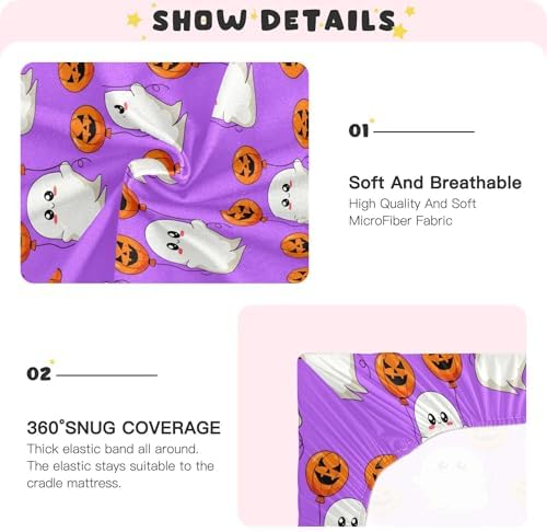 Qilmy Halloween Ghosts Fitted Crib Sheet Soft Breathable