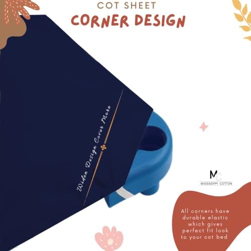 Mississippi Cotton Pack of 6 Cot Sheets - Navy Blue 22x52