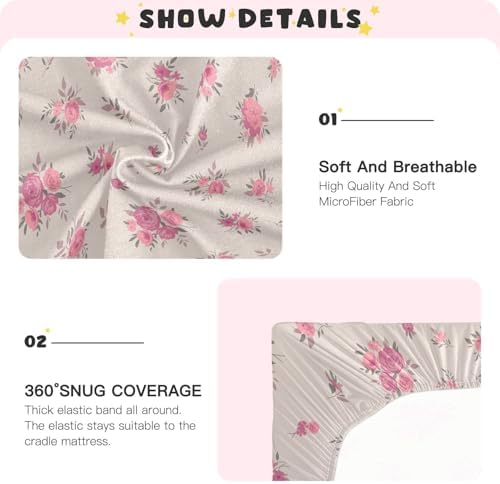 KICPOAY Spring Pink Flowers Fitted Crib Sheets