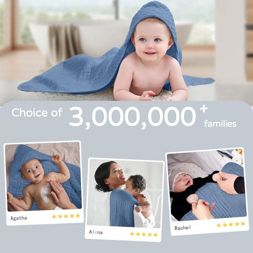 Yoofoss Hooded Baby Towel Dark Blue 32x32 Inch