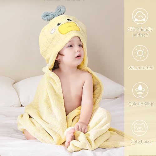 INSPEAUTY Toddler Hooded Bath Towels 2-Pack 55x275 Coral Fleece