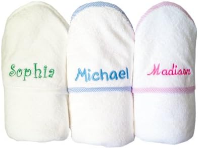 Custom Personalized Embroidered Cotton Soft White Baby Hooded Towel