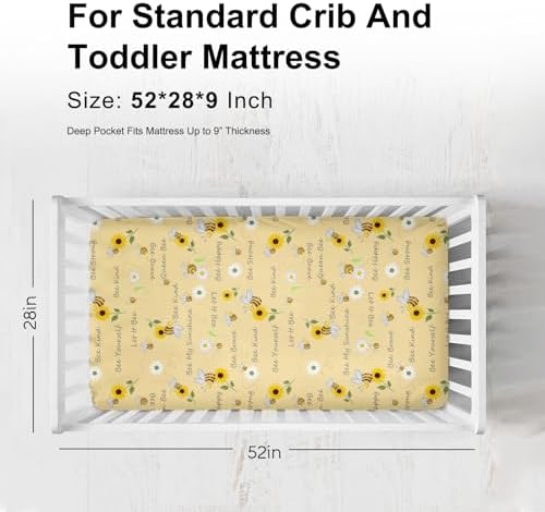 Sweet Bees Honey Sunflowers Daisy Fitted Crib Sheet 52x28