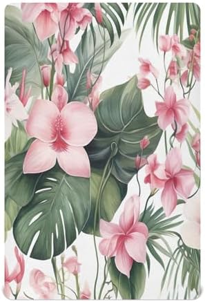 Qilmy Tropical Palm Flower Crib Sheet for Baby