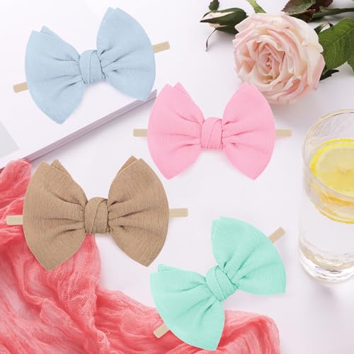 4PCS Ewaycom Baby Bow Headbands for Newborns and Toddlers