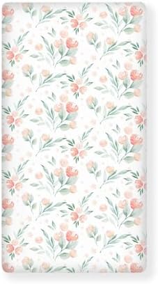 Floral Pattern Fitted Crib Sheet for Baby Mattress 28x52