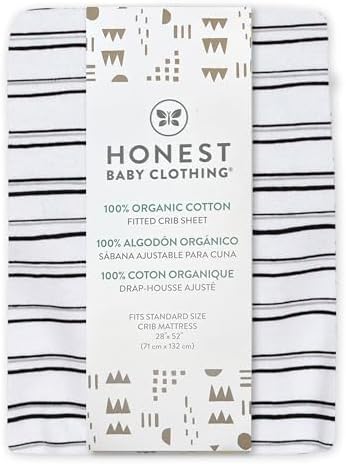 HonestBaby Organic Cotton Crib Sheet Set - Play WhitePink One Size