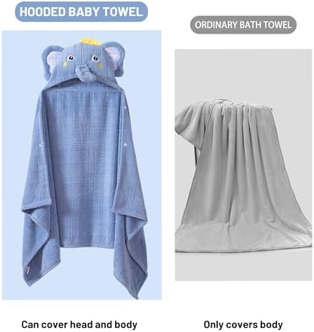 INSPEAUTY Toddler Hooded Bath Towels 2-Pack 55x275 Coral Fleece