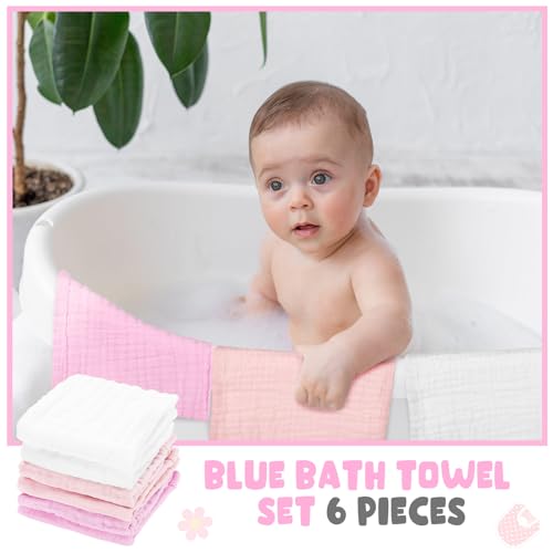 Peryiter 8 Pack Pink Series Baby Bath Towels Set