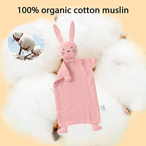 Organic Cotton Bunny Lovey Blanket for Newborn Babies