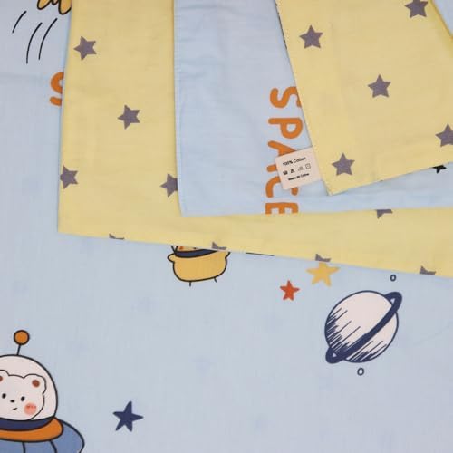 100 Cotton Crib Bedding Set Blue 3 Pcs for Baby Boys Girls