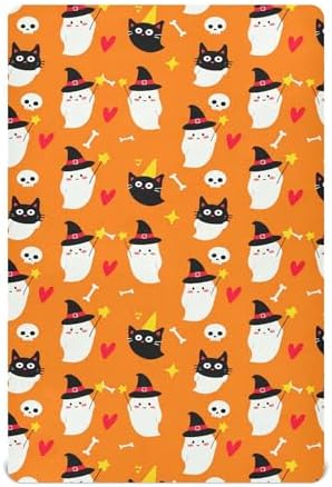 Qilmy Halloween Ghosts Fitted Crib Sheet for Boys and Girls 1