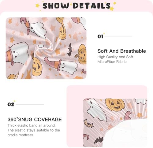 Qilmy Cute Ghosts Fitted Crib Sheet for Babies 28 x 52 in