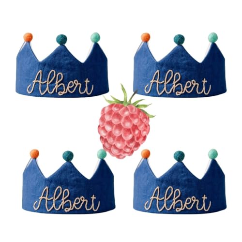 Handmade Navy Birthday Crown with Embroidered Name