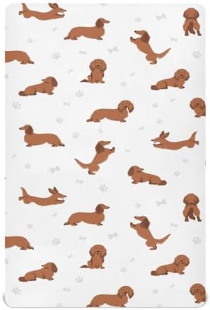KICPOAY Dachshund Long Hair Crib Sheet 52x28in