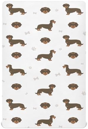 KICPOAY Dachshund Wire Hare Crib Sheet for Baby Toddler