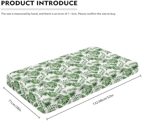 Tropical Leaf Crib Sheet 28x52 Green and White 1