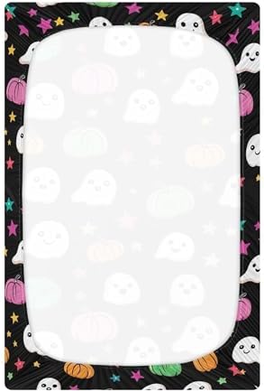 Qilmy Cute Ghost Pattern Fitted Crib Sheet for Baby