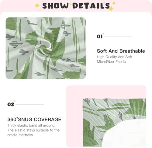 Western Desert Cactus Green Crib Sheets for Baby Toddler