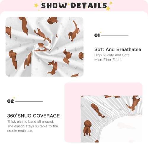 KICPOAY Dachshund Long Hair Crib Sheet 52x28in