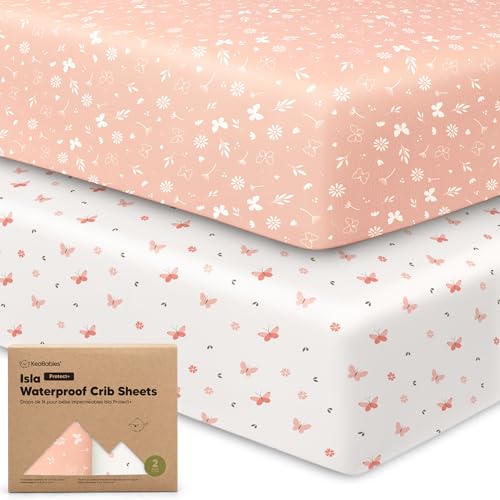 KeaBabies 2-Pack Waterproof Crib Sheets for Boys and Girls