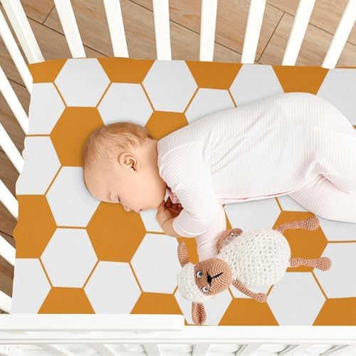 KICPOAY Orange White Soccer Ball Fitted Crib Sheets 1