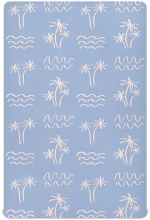 KICPOAY Palm Tree Ocean Waves Crib Sheets
