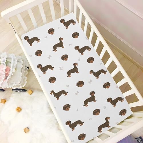KICPOAY Dachshund Wire Hare Crib Sheet for Baby Toddler