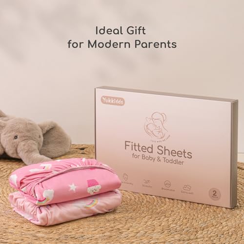 Yukkidds 2 Pack Pink Unicorn Crib Sheets