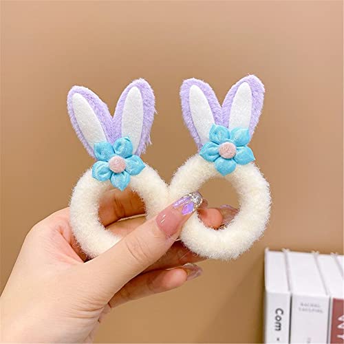 Easter Rabbit Ear Hair Tie Flower Crown Headband for Baby Girls